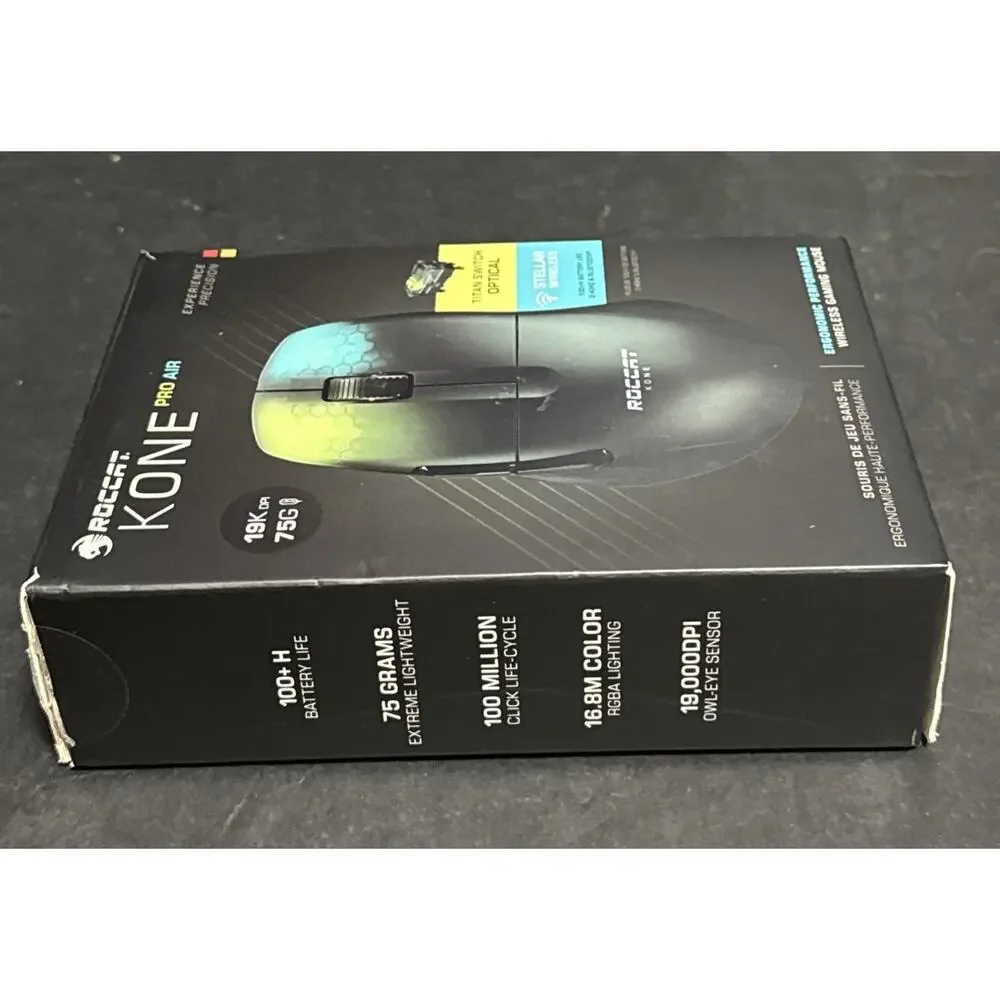 ROCCAT Kone Pro Air Wireless Gaming Mouse Ergonomic Optical 19K DPI RGB Black